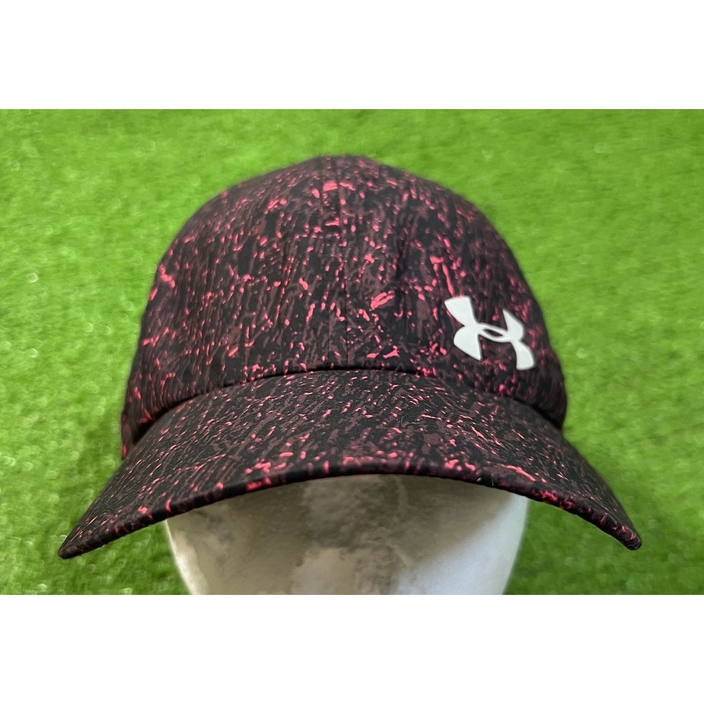 Under armour running hat Strapback Tiger Stripe Pink Splatter Pattern EUC UA